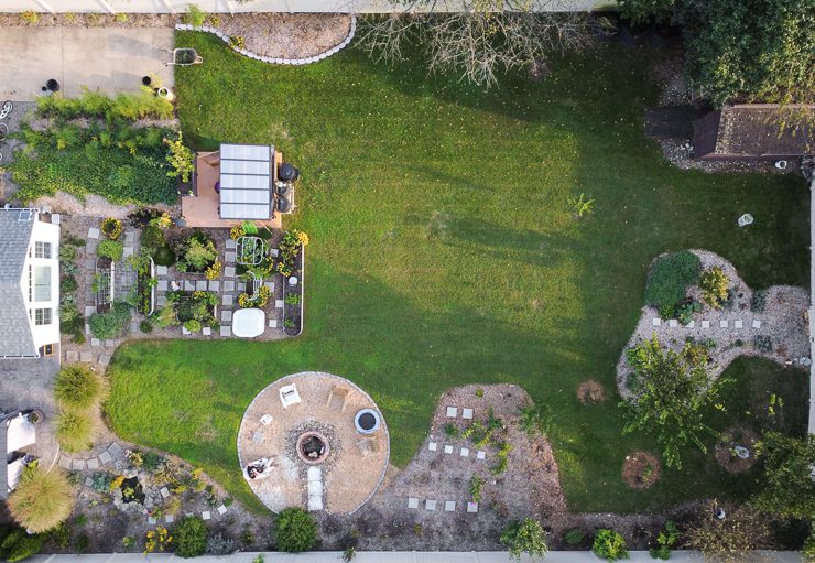 aerial shot of a small backyard
